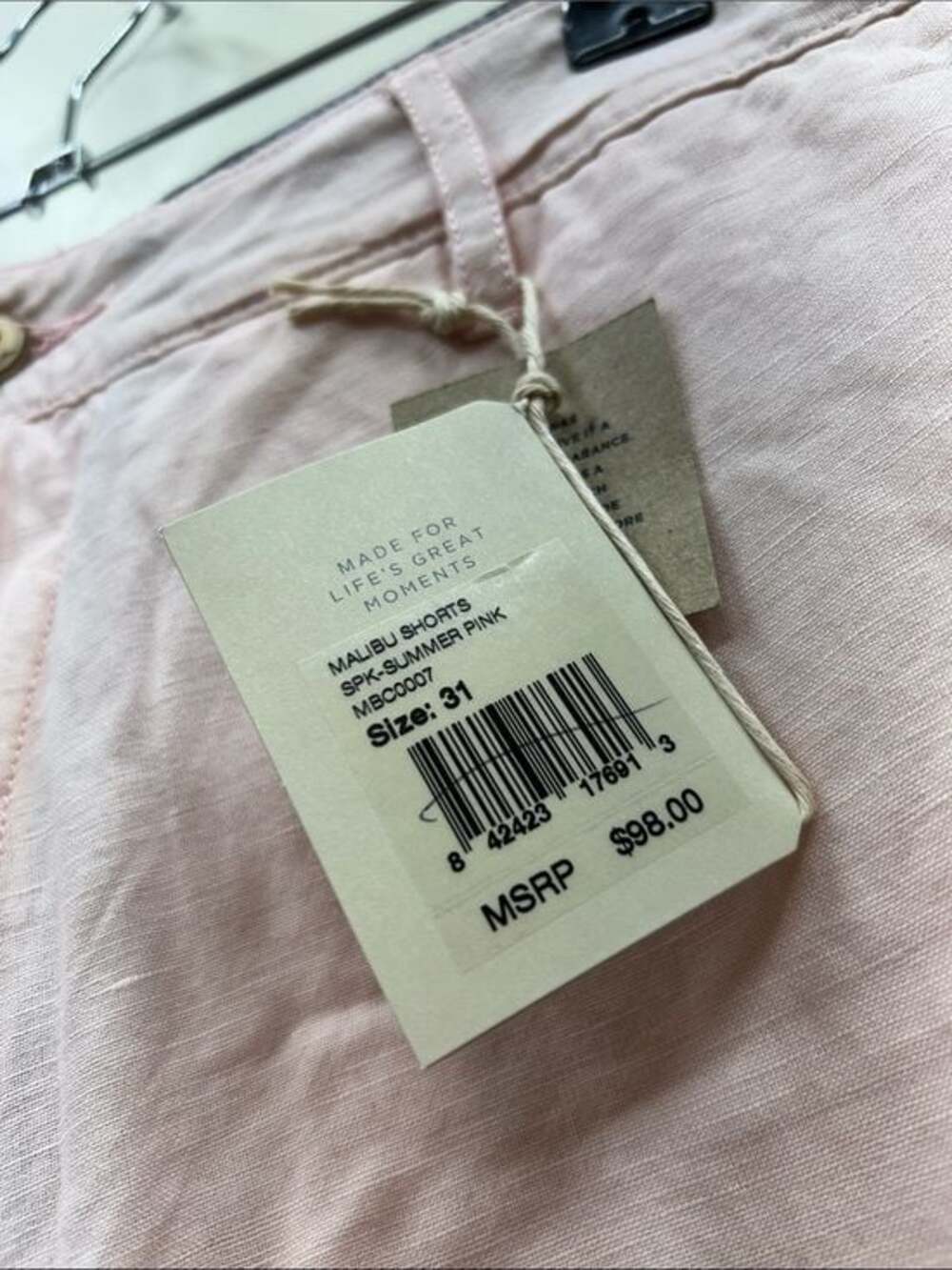 NWT Men's Faherty Soft Blush Linen-Blend Flat Front Shorts - Picture 2 of 10